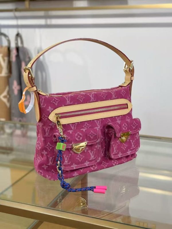 LV Baggy Monogram Denim Fuchsia Bag