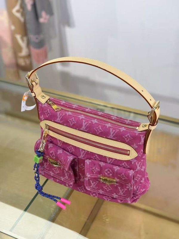 LV Baggy Monogram Denim Fuchsia Bag
