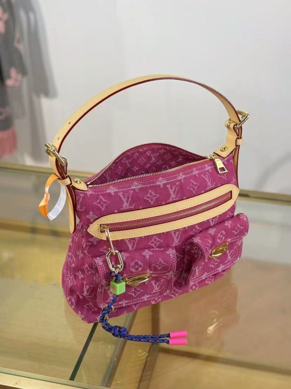 LV Baggy Monogram Denim Fuchsia Bag