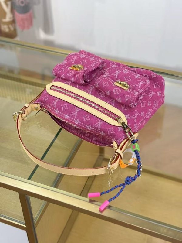 LV Baggy Monogram Denim Fuchsia Bag