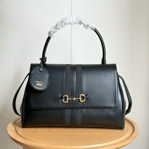 GG Paparazzo Top Handle Bag in Black Leather 875018 BC