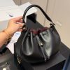 CN CC Logo-Chain Drawstring Bucket Bag – Black