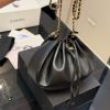CN CC Logo-Chain Drawstring Bucket Bag – Black
