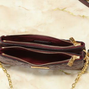 LV Liv Pochette Monogram Empreinte Burgundy Bag M27719-M83008 BC