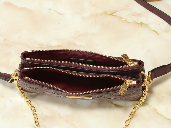 LV Liv Pochette Monogram Empreinte Burgundy Bag M27719-M83008 BC