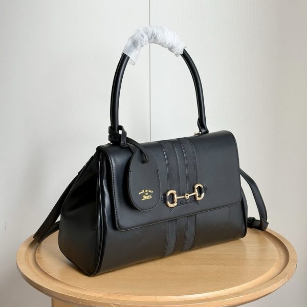 GG Paparazzo Top Handle Bag in Black Leather 875018 BC