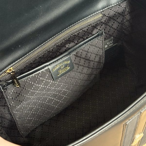 GG Paparazzo Top Handle Bag in Black Leather 875018 BC