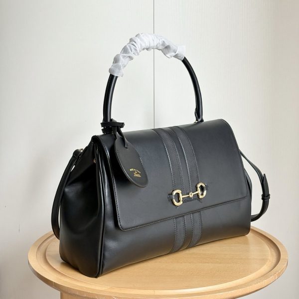 GG Paparazzo Top Handle Bag in Black Leather 875018 BC