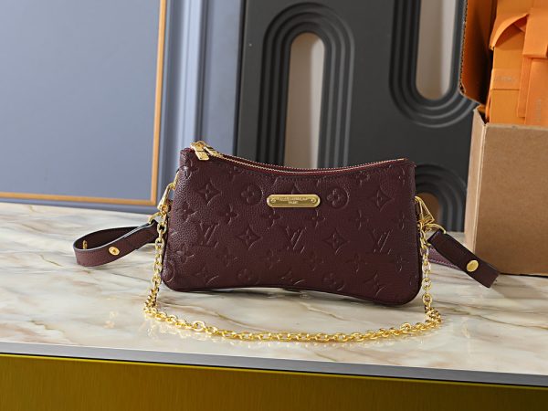 LV Liv Pochette Monogram Empreinte Burgundy Bag M27719-M83008 BC