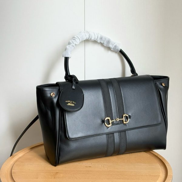 GG Paparazzo Top Handle Bag in Black Leather 875018 BC