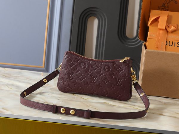 LV Liv Pochette Monogram Empreinte Burgundy Bag M27719-M83008 BC