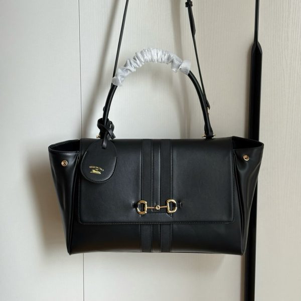 GG Paparazzo Top Handle Bag in Black Leather 875018 BC