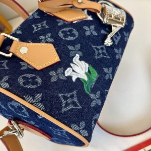 LV Speedy 18 Bandoulière Monogram Flowers Denim Bag M27557 BC