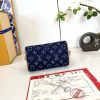 LV Speedy 18 Bandoulière Monogram Flowers Denim Bag M27557 BC