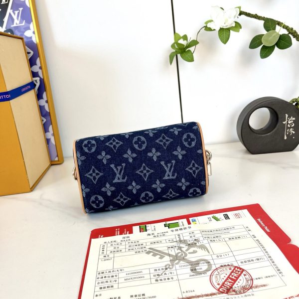 LV Speedy 18 Bandoulière Monogram Flowers Denim Bag M27557 BC