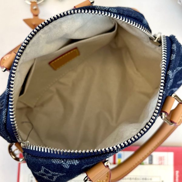 LV Speedy 18 Bandoulière Monogram Flowers Denim Bag M27557 BC