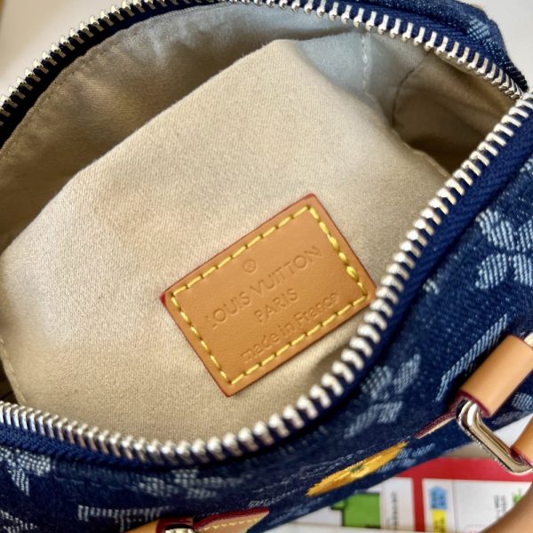 LV Speedy 18 Bandoulière Monogram Flowers Denim Bag M27557 BC