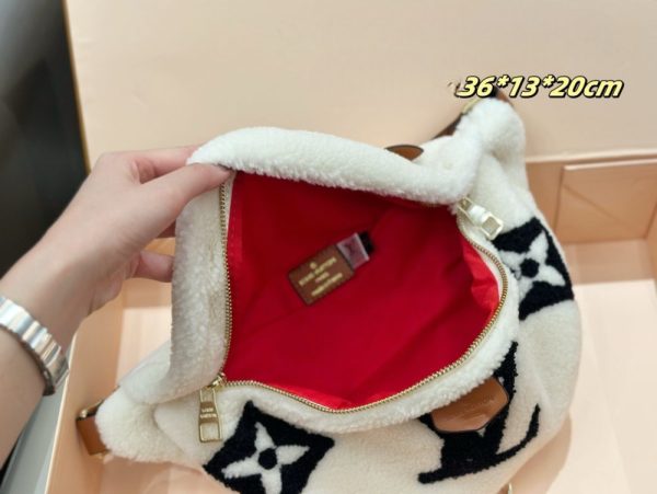 LV Giant Monogram Shearling Bumbag White C2301050