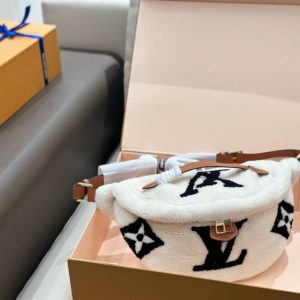 LV Giant Monogram Shearling Bumbag White C2301050